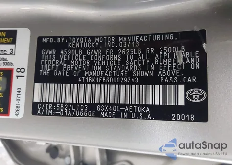 2013 Toyota Avalon Xle Touring из США, поврежденный, VIN 4T1BK1EB6DU029743